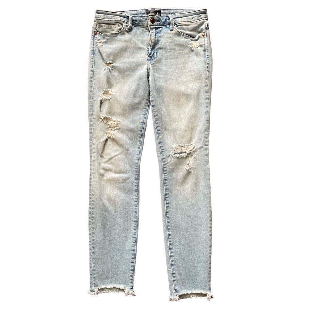 Abercrombi & Fitch Mid-Rise Harper Ankle Light Blue Denim Skinny Jeans